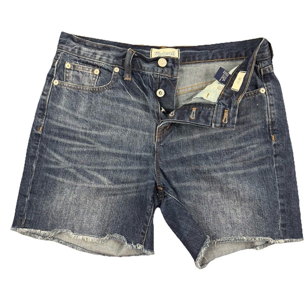 MADEWELL Womens cut‎ off button fly blue denim jean 5" shorts - 27R
